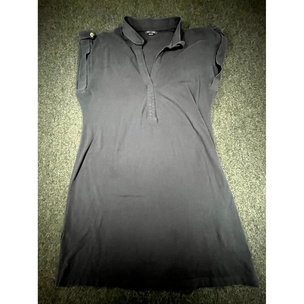 Tommy Hilfiger Polo Dress Women M Navy Blue Cap Sleeve V-Neck Casual Chic Preppy